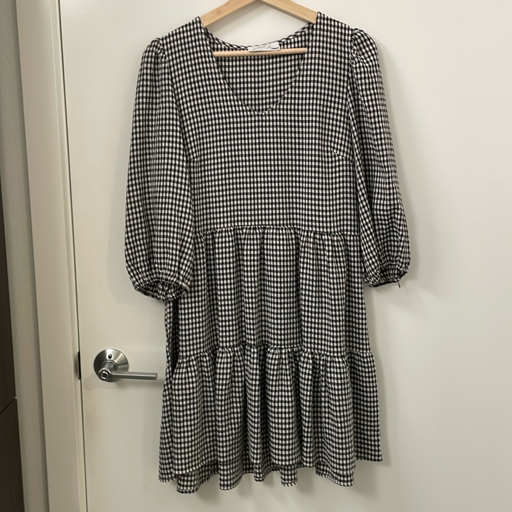 Petal & Pup Gingham Tiered Mini Dress